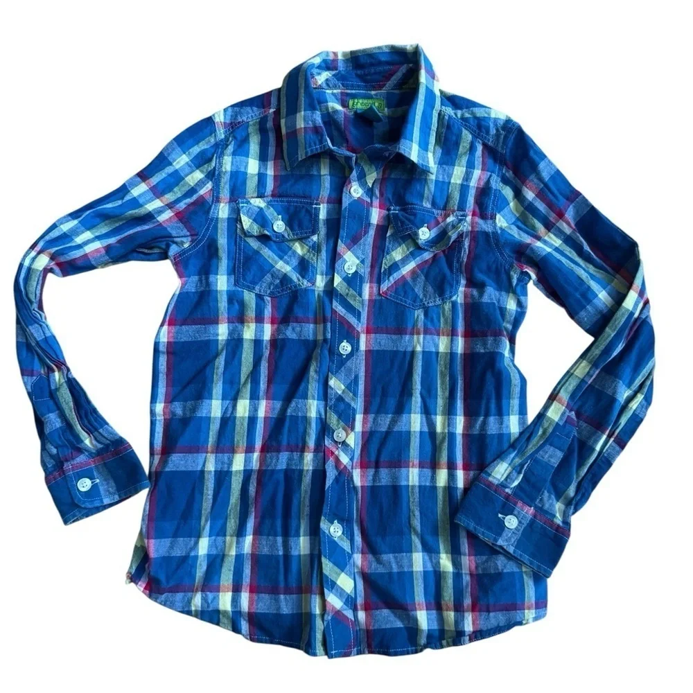 Bundle Boys Size 7 Plaid Check Shirt 3PC Set Button Up Long Sleeve Collar
